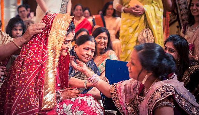 Bride in front of guests.weddingplz
