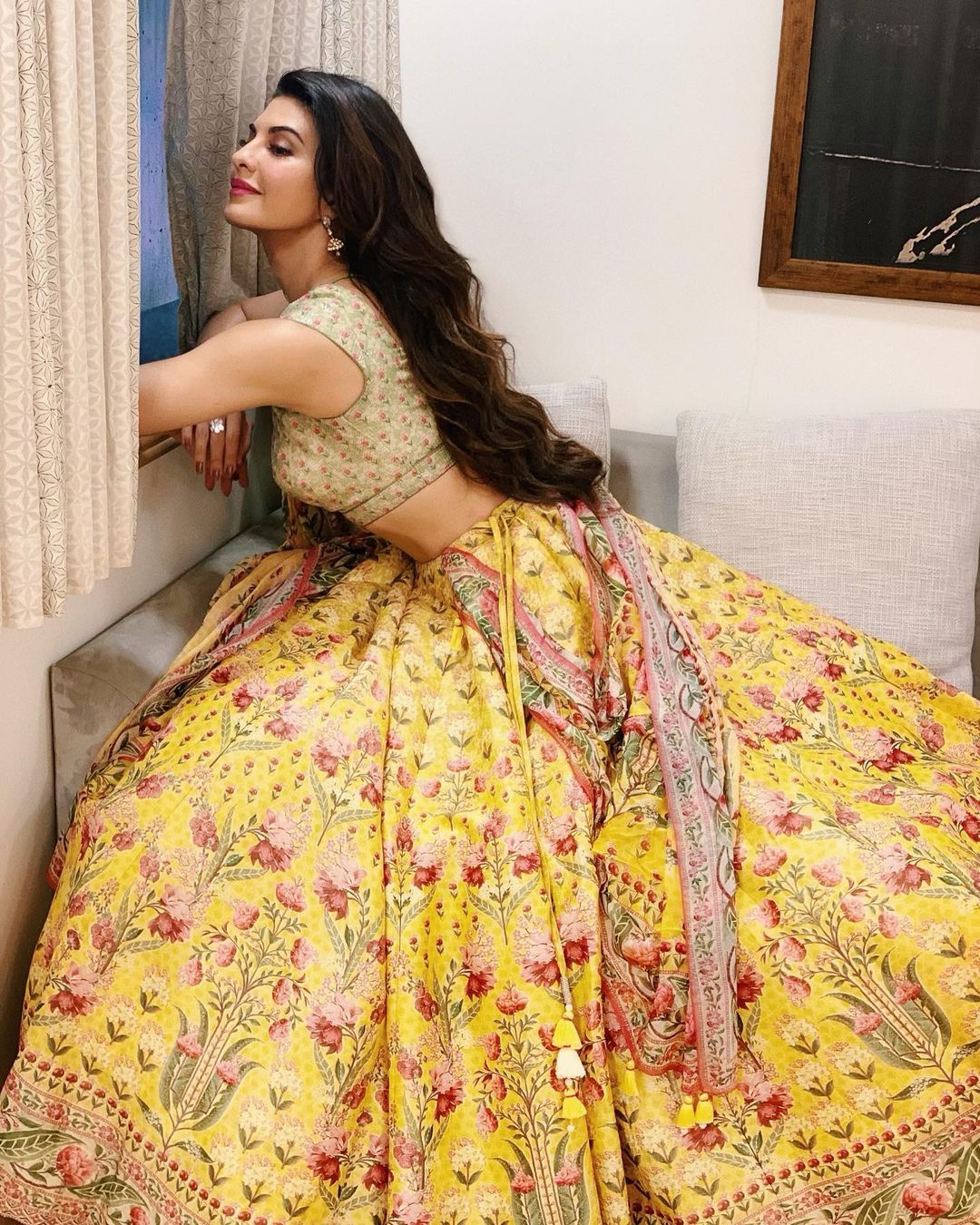 Buy Anushree Reddy Yellow Organza Embroidered Lehenga Set Online | Aza  Fashions